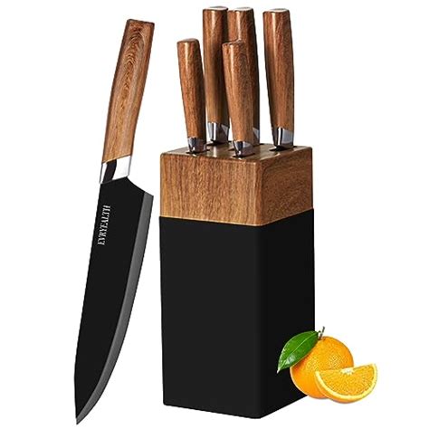 Kitchen Knife Set Piece Knife Set With Block Wood Grain Handle