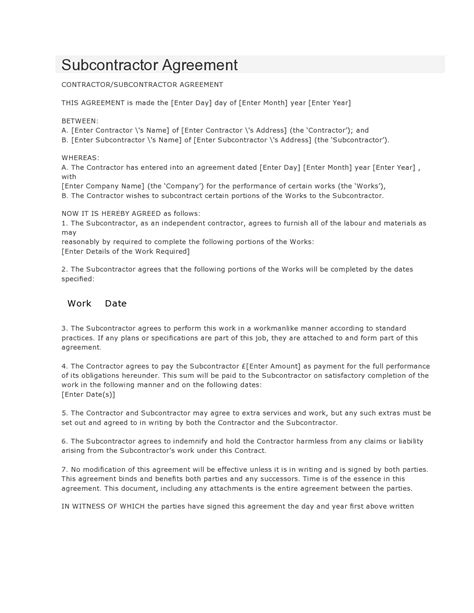 30 Free Subcontractor Agreement Templates Word Pdf