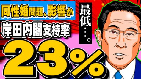 岸田内閣支持率が過去最低の23％、同性婚めぐる問題も影響か 2023 02 07 Youtube