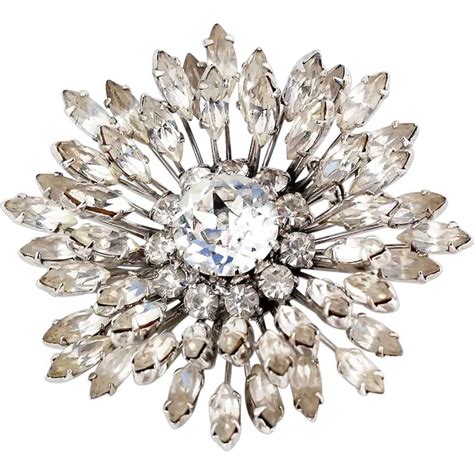 Austrian Crystal Flower Brooch Pin Gem