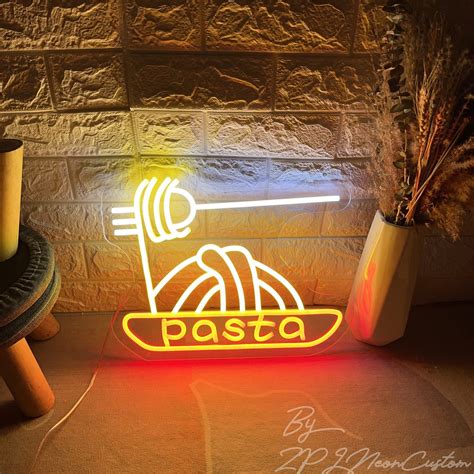 Pasta Neon Sign Custom Restaurant Light Sign Food Neon Wall Art Pasta