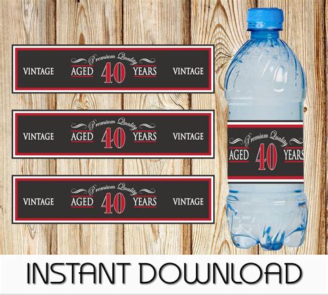 40th Birthday Water Bottle Labels Aged To Perfection Etsy