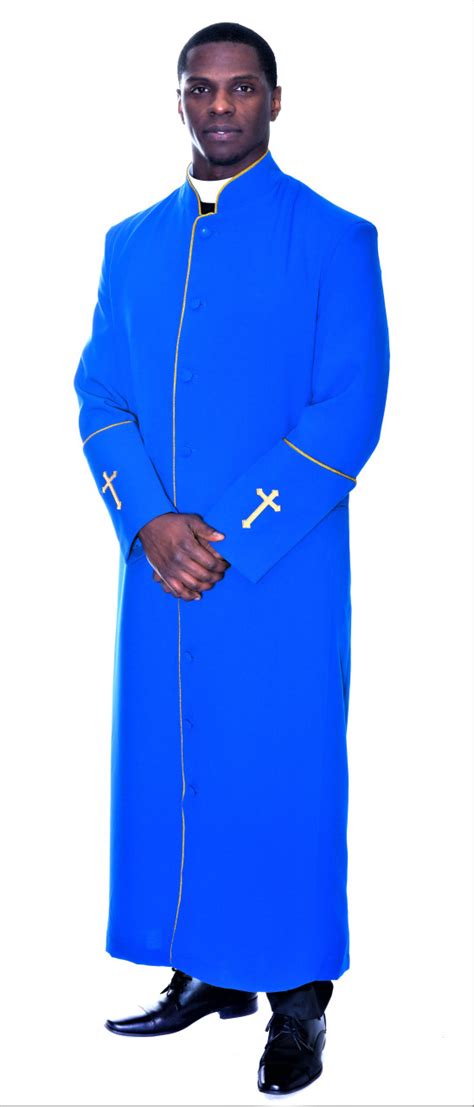 001 Mens Preacher Clergy Robe In Royal And Gold Divinity Clergy Wear