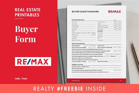 Remax Buyer Consultation Form Home Buyer Form Client Etsy