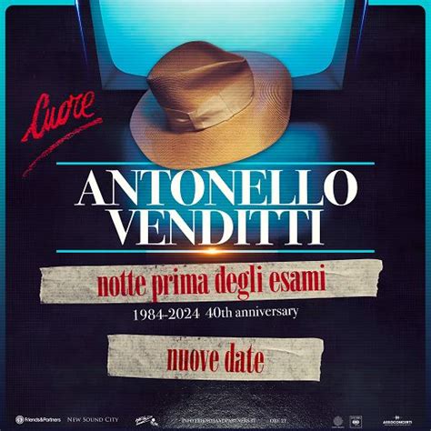 Nuove Date Estive Tour Venditti Per 40 Anni Notte Prima Degli Esami