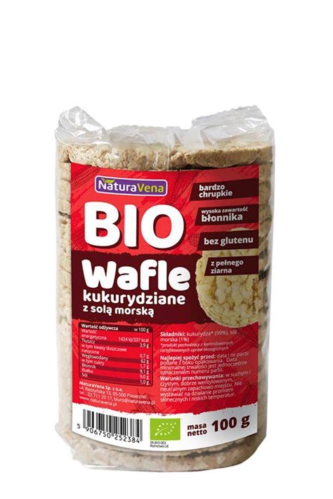 WAFLE KUKURYDZIANE PEŁNOZIARNISTE Z SOLĄ MORSKĄ BIO 100 g NATURAVENA