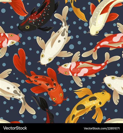 Koi Carp Pattern Japan Style Traditional Design Vector Image