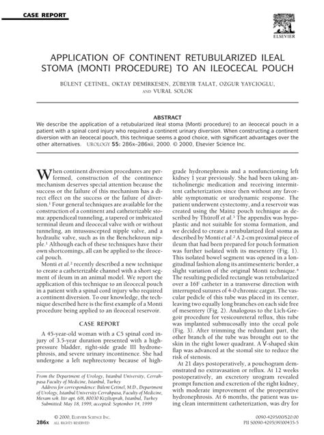 Pdf Application Of Continent Retubularized Ileal Stoma Monti