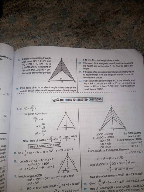 Pqr Is An Isosceles Triangle With Base Qr Cm And Pq Pr Cm Pd Is