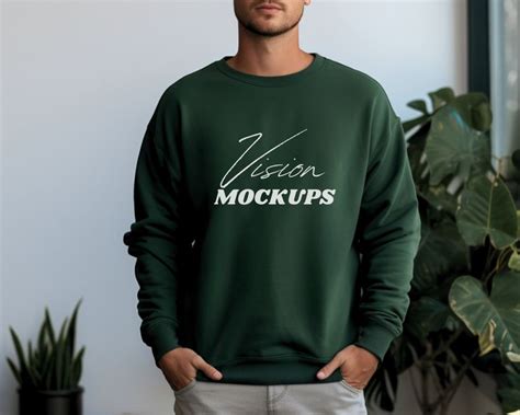 Gildan Forest Green Mockup Forest Green Sweatshirt Mockup