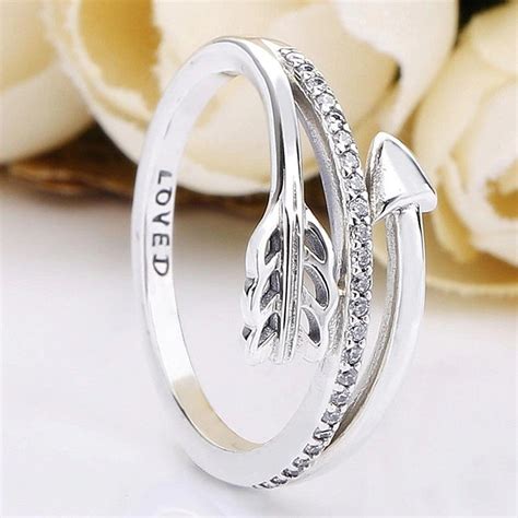 Pandora Silver Womens Ring Sparkling Arrow Statement Ring Wrap