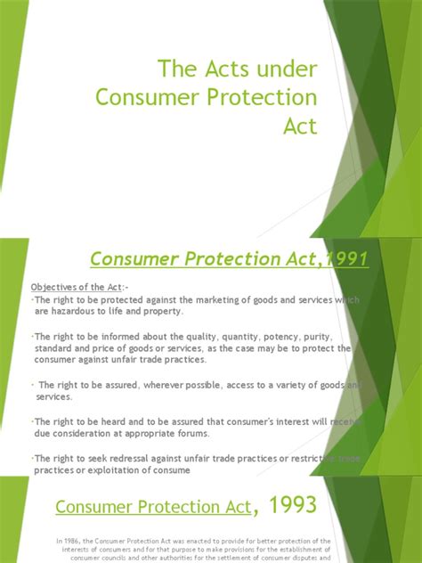 The Acts Under Consumer Protection Act Pdf Consumer Protection Goods