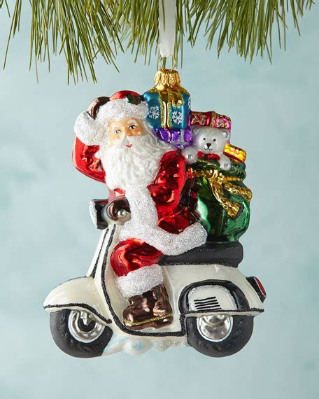 Santa On Scooter Christmas Ornament