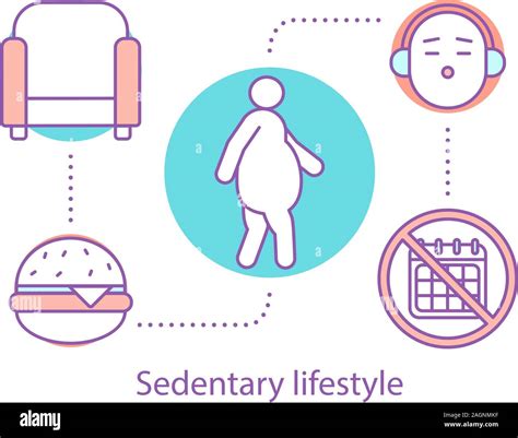 Sedentary Lifestyle Concept Icon Obesity Problem Idea Thin Line