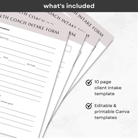 Health Coach Intake Form Template Client Onboarding Wellness Coaching Business Tools Edit In