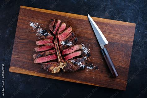 Traditional Barbecue Dry Aged Wagyu Porterhouse Beef Steak Bistecca