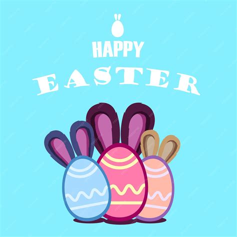 Premium Vector Happy Easter Poster Egg With Bunny Ears