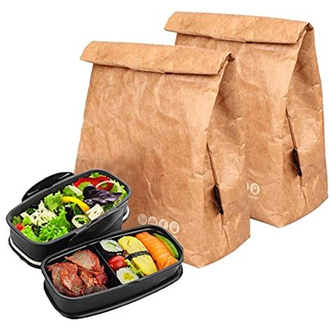 Hangnuo Pack Insulated Brown Paper Lunch Bags Reusable Retro Lunch