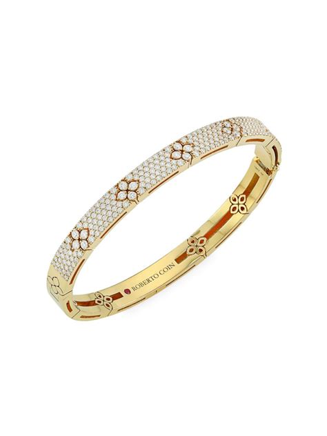 Shop Roberto Coin Love In Verona 18k Yellow Gold And 22 Tcw Diamond Bangle Saks Fifth Avenue