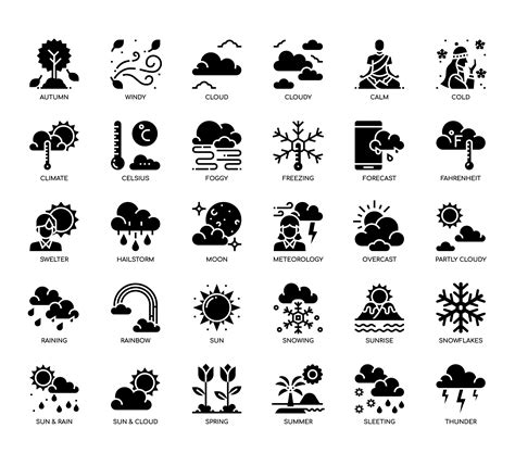 Weather Glyph Icons 681083 Vector Art At Vecteezy