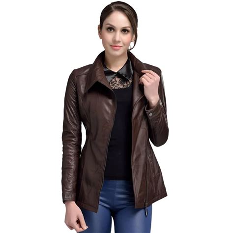 High Quality Genuine Leather Jacket Women Real Sheepskin Brown Jacket Closeout Sale Female