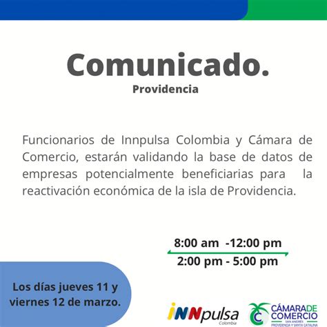 Comunicado Providencia C Mara De Comercio De San Andr S Providencia