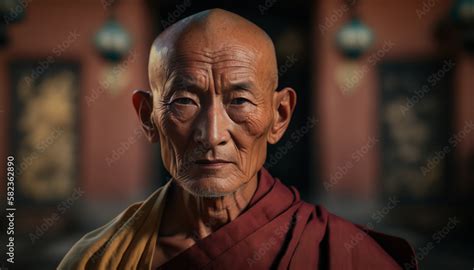 Image Generated AI. Portrait of a Buddhist monk, Generative AI Stock Illustration | Adobe Stock