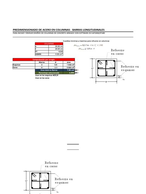 Calculo De Acero En Vigas Y Columnasxlsx Pdf