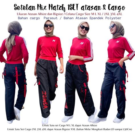 Jual Setelan Senam Set Mix Match Atasan N Petir Merah Lis Putih Dengan