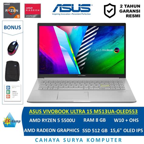 Jual Asus Vivobook Ultra 15 M513ua Oled553 Ryzen 5 5500u Ram 8gb Ssd