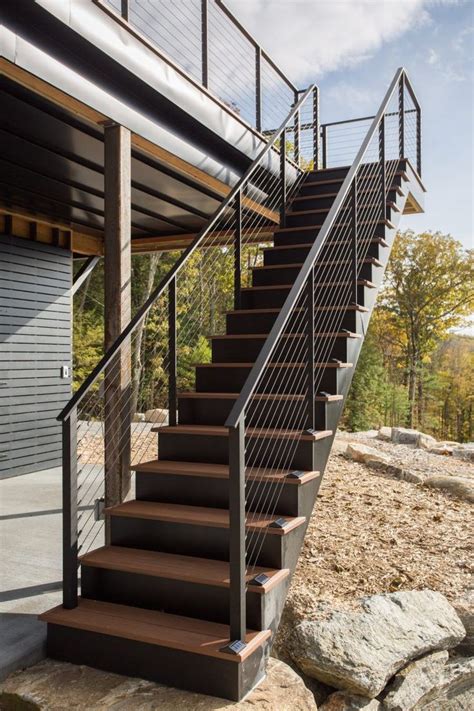 Composite Stair Treads with Black Railing | Outdoor stairs, Railings ...