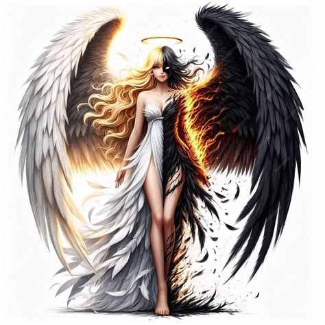 HALF ANGEL AND HALF DEVIL ILLUSTRATION OF A WOMAN | Premium AI