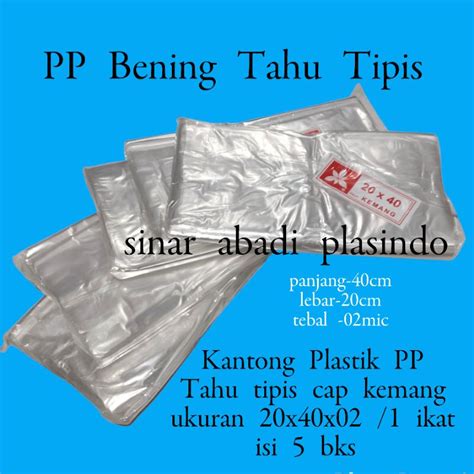 Jual Plastik PP Tahu Tipis Bening Ukuran 20x40 Isi 5 Bks Kantong