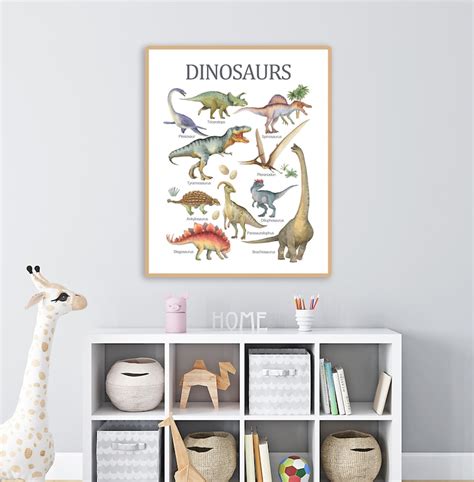 Dinosaurs Wall Artdinosaurs Poster Kids Children Learning Etsy