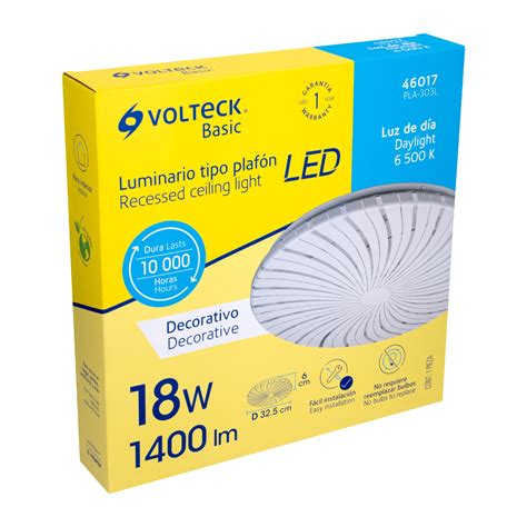 46017 PLA 303L TRUPER Volteck Luminario LED 18W plafón decorativo