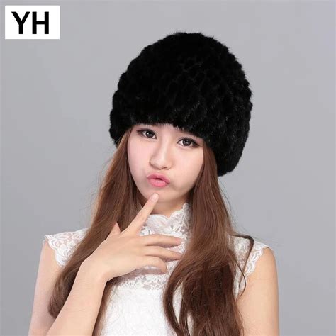 Women Genuine Real Mink Fur Hat Winter Real Mink Fur Beanies Caps Warm