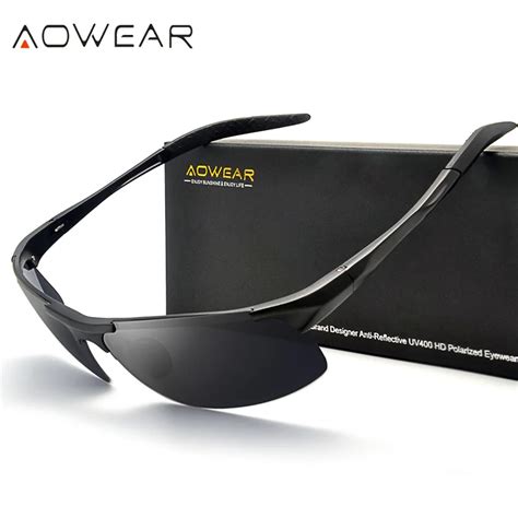 Aowear Aluminum Outdoor Luxury Sunglasses Men Polarized Sport Style