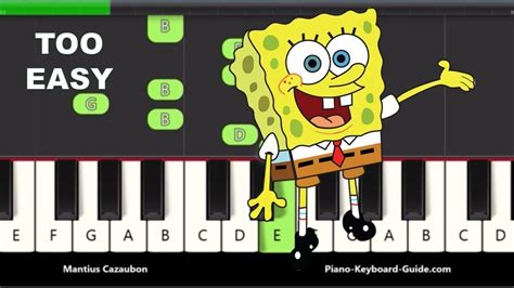 Spongebob Squarepants Theme Song Right Hand Slow Very Easy Piano Notes