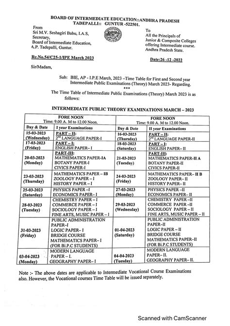 Ap Inter Supplementary Time Table Letti Kessia