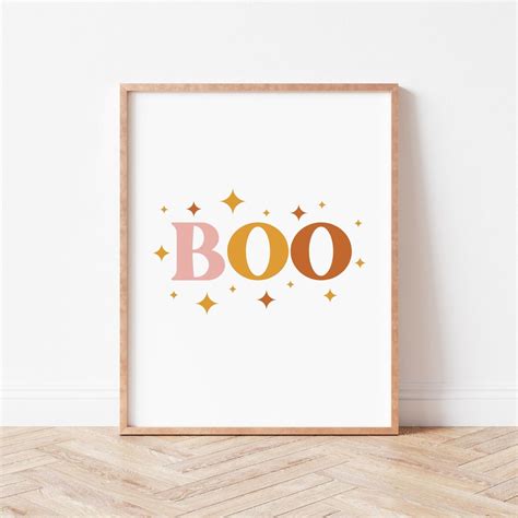 Boo Halloween Print, Boho Halloween Printable, Boho Prints, Halloween ...