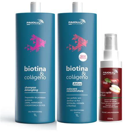 Kit Biotina E Colágeno Progressiva Paiolla Profissional Chuveiro