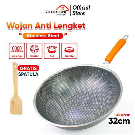 Jual TKIS By YK DESIGN Wajan Goreng Stainless Stell Ukuran 32 CM Anti