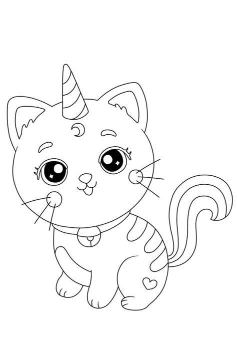 Coloriage Chat Licorne Mignon En Couleur Dessin Gratuit à Imprimer