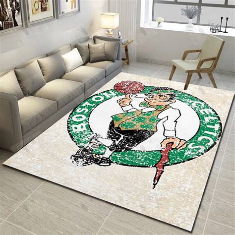 Boston Celtics Logo Area Rug Basketball Team Living Room Bedroom