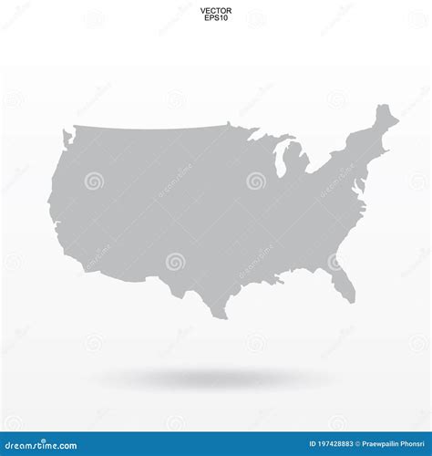 Map Of USA. Outline Of `United States Of America` Map On White ...