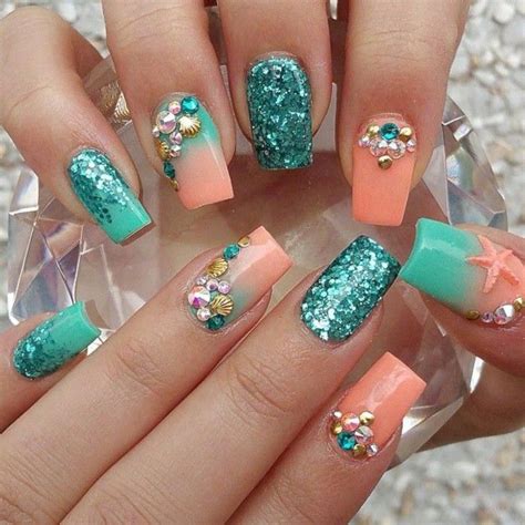 Beautifulacrylicnails Mermaid Nails Beach Themed Nails Nail Art