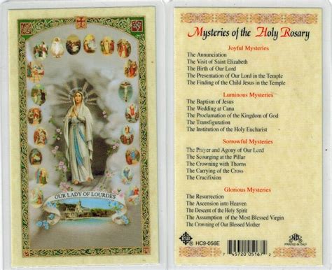 Mysteries Of The Holy Rosary Laminated Prayer Card