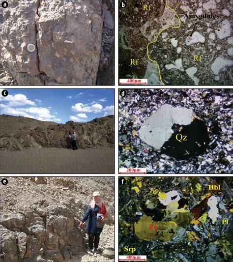 (a) Photograph showing agglomerate mass with angular rock fragments ...