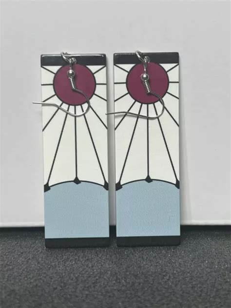 DEMON SLAYER ANIME Inspired Tanjiro Kamado Hanafuda Cosplay Earrings UK