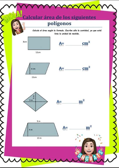 Guía área rombo romboide trapecio worksheet Calcular el area